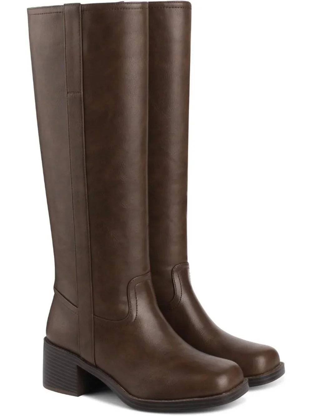 Women's Cocoa Chunky Block Heel Square Toe Going Out Knee High Riding Boots